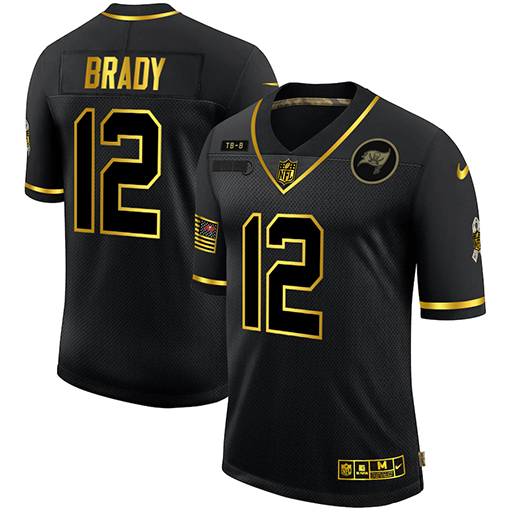 Tampa Bay Buccaneers #12 Tom Brady Men Nike 2020 Salute To Service Golden Limited NFL black Jerseys